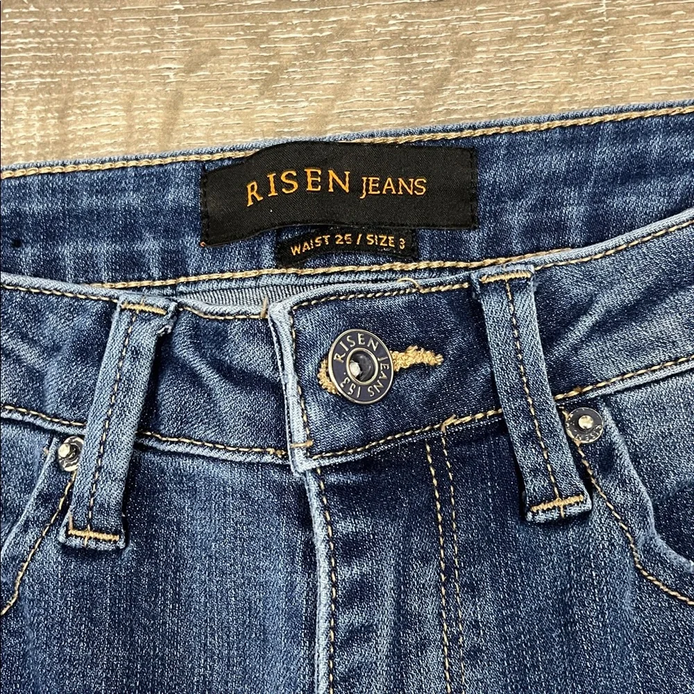 Risen Jeans size 26/3 skinny raw ankle hem - Picture 4 of 7